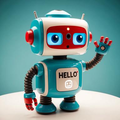 Waving robot mascot